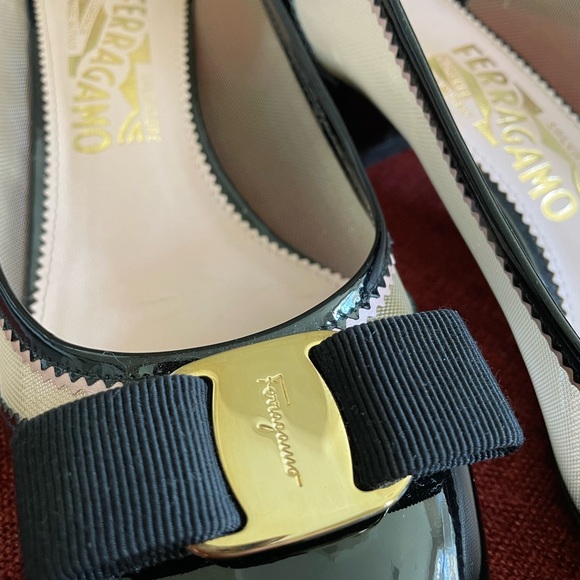 Salvatore Ferragamo Eva Net Vara Pump Mesh Black Pink - Picture 10 of 13